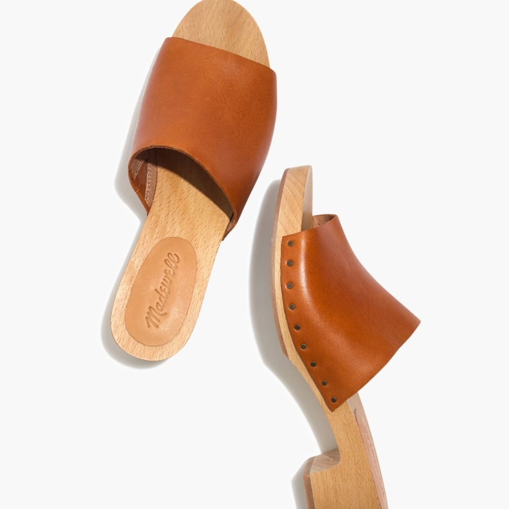 Madewell Women's The Evelyn Slide Clog Size 7.5 In Burnished Caramel